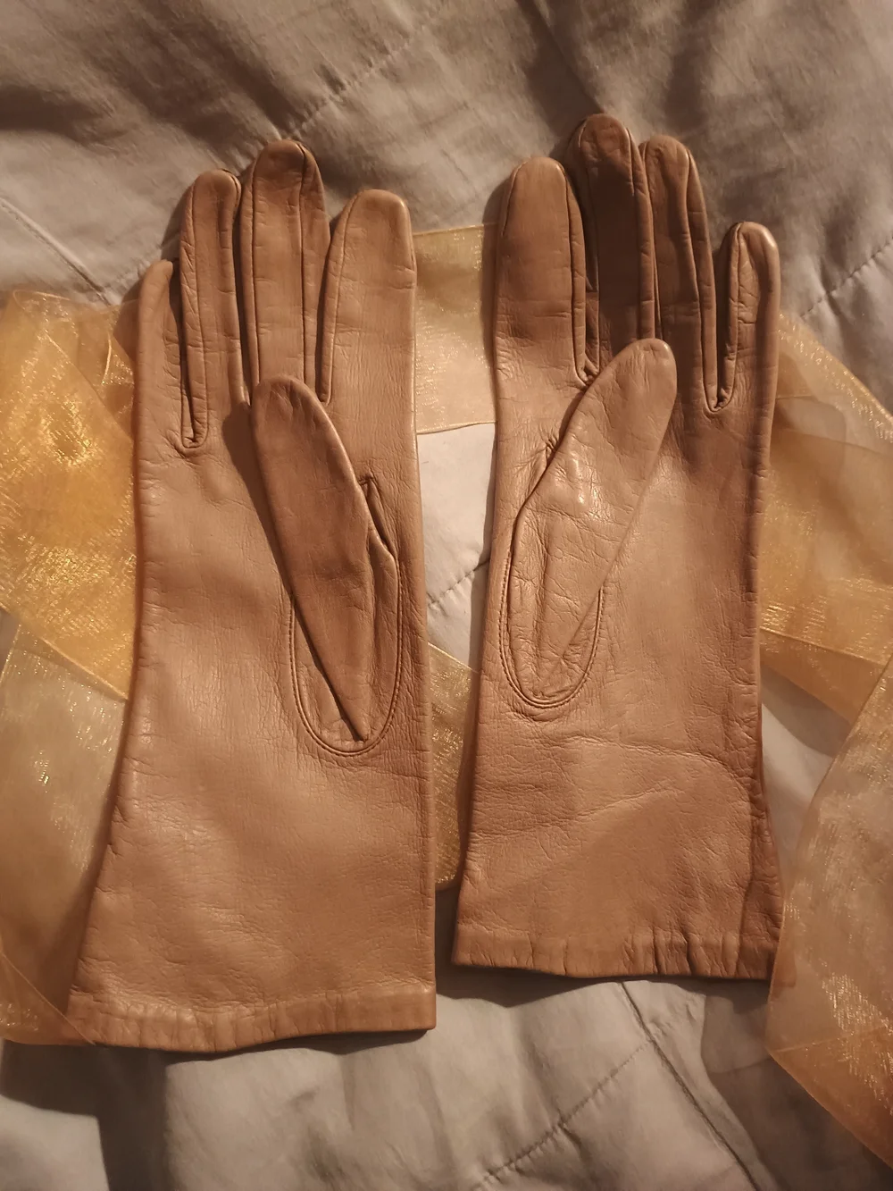 Aris Women's Leather Gloves in Tan - Picture 3 of 5